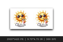 Watercolor cheerful sun sunglasses sipping drink straw Chillin quote print 20 oz tumbler skinny mug wrap clipart t-shirt sublimation printable design
