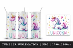 Watercolor cheerful unicorn with sparkles around word Unicorn quote print 20 oz tumbler skinny mug wrap clipart t-shirt sublimation printable design