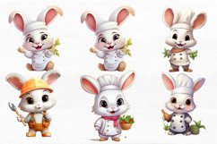 Chef Bunny Cute Watercolor Sublimation Clipart Product Image 7