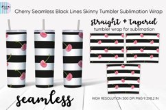 Cherry Black Lines Seamless Skinny Tumbler Sublimation Wrap Product Image 1