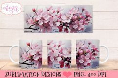 Watercolor Cherry blossom 11oz mug wrap for sublimation Product Image 1