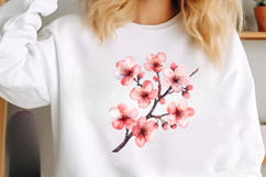 Watercolor Cherry Blossom Branch Clipart Product Image 2