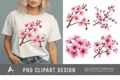 Watercolor Cherry Blossom Flower Clipart Product Image 1