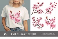 Watercolor Cherry Blossom Flower Clipart Product Image 1