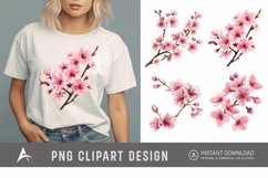 Watercolor Cherry Blossom Flower Clipart Product Image 1