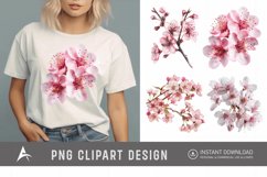 Watercolor Cherry Blossom Flower Clipart Product Image 1