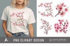 Watercolor Cherry Blossom Flower Clipart Product Image 1