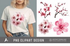 Watercolor Cherry Blossom Flower Clipart Product Image 1