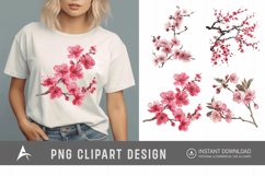Watercolor Cherry Blossom Flower Clipart Product Image 1