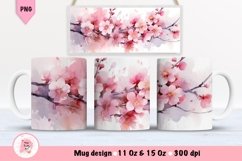 Watercolor Flowers Mug Wrap Sublimation Designs, 3d Mug, Flowers Png