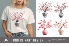 Watercolor Cherry Blossom in a vase Clipart Product Image 1