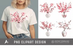 Watercolor Cherry Blossom in a vase Clipart Product Image 1