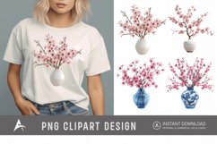 Watercolor Cherry Blossom in a vase Clipart Product Image 1