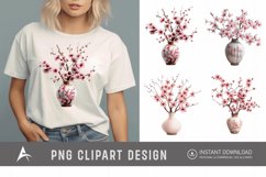Watercolor Cherry Blossom in a vase Clipart Product Image 1