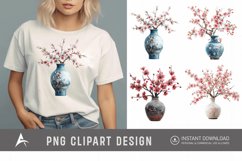 Watercolor Cherry Blossom in a vase Clipart Product Image 1
