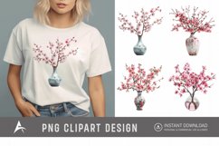 Watercolor Cherry Blossom in a vase Clipart Product Image 1