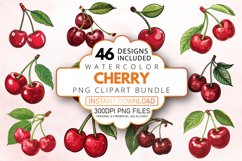 Watercolor Cherry Clipart Bundle Product Image 1