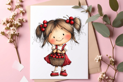 Watercolor Cherry Girls Clipart Product Image 2