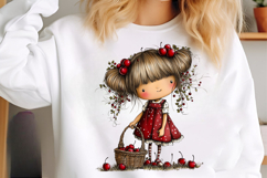 Watercolor Cherry Girls Clipart Product Image 3