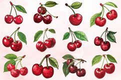 Watercolor Cherry Clipart Bundle Product Image 2