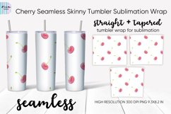 Watercolor Cherry Seamless Skinny Tumbler Sublimation Wrap Product Image 1