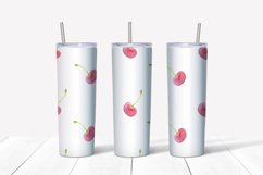 Watercolor Cherry Seamless Skinny Tumbler Sublimation Wrap Product Image 2