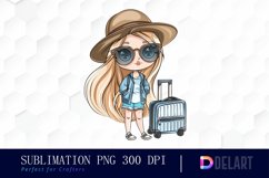 Chibi Travel Doll Watercolor Clipart Product Image 1