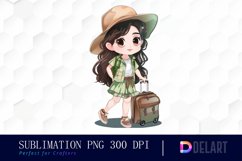 Chibi Travel Doll Watercolor Clipart Product Image 1