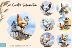 watercolor chicken car coaster sublimation