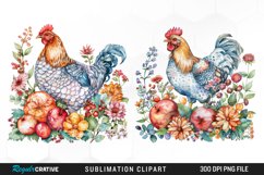 Watercolor Chicken Graphic Clipart Product Image 1