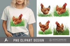 Watercolor Chicken In The Grass Clipart Product Image 1