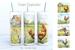 Watercolor Chicken in a Flower Meadow|Tumbler Sublimation