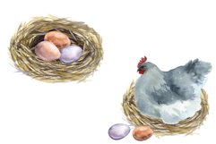 Watercolor farm family chickens, Easter clipart Scrapbooking Product Image 5