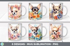 Bundle of six Wild Flowers Chihuahuas Mug Wrap designs.