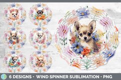 Bundle of six Wild Flowers Chihuahuas Wind Spinner designs.