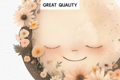Watercolor Children Moon Stars Smiling Toddler Kids Clipart PNG DIY Transparent Print junk journal collage scrapbooking designs sublimation printable files