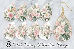 Watercolor Floral bouquet Earring teardrop sublimation Product Image 1