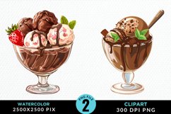 Watercolor Chocolate Ice Cream Clipart Bundle Product Image 3