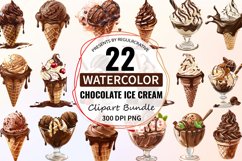 Watercolor Chocolate Ice Cream Clipart Bundle Product Image 1