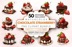 Watercolor Chocolate Strawberry Clipart Bundle Product Image 1