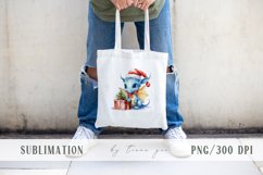 Cute Christmas blue dragon with gift box sublimation- 1 png Product Image 5