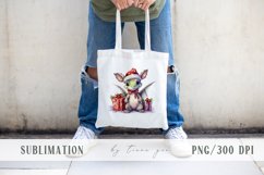 Cute Christmas dragon with Santas hat sublimation - 1 PNG Product Image 3