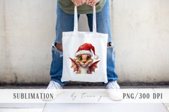 Watercolor Christmas dragon with Santas hat - 3 png clipart Product Image 2