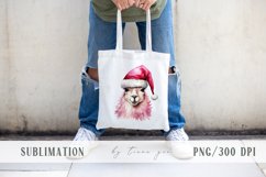Cute watercolor Christmas Santa llama clipart- 1 png file Product Image 2