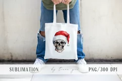 Watercolor Christmas skull with Santa hat pillow sublimation Product Image 4