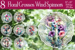 Watercolor Floral Crosses Wind Spinners Sublimation Designs Product Image 1