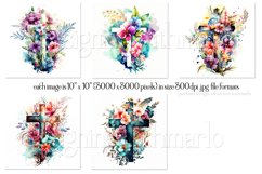 Watercolor Floral Crosses Wind Spinners Sublimation Designs Product Image 2