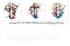 Watercolor Floral Crosses Wind Spinners Sublimation Designs Product Image 3
