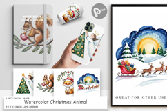 Digital Paper Watercolor Christmas Animal Product Image 1