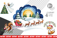 Watercolor Christmas Animal Clipart Product Image 1